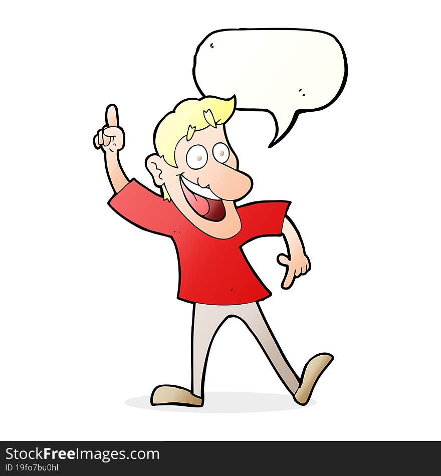 Cartoon Man With Great Idea With Speech Bubble