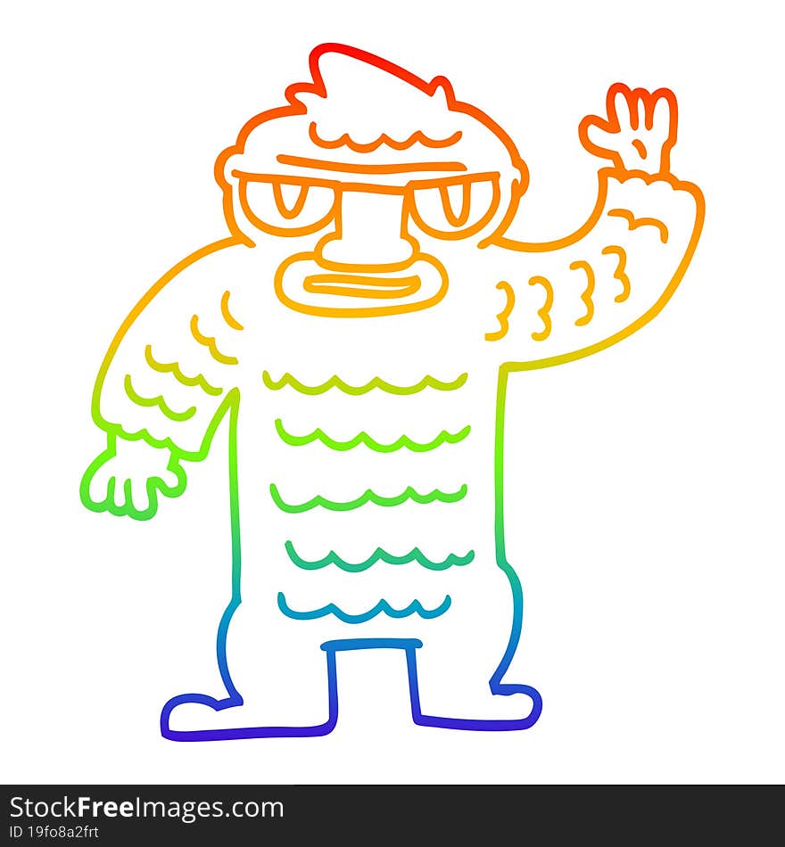 rainbow gradient line drawing cartoon big yeti