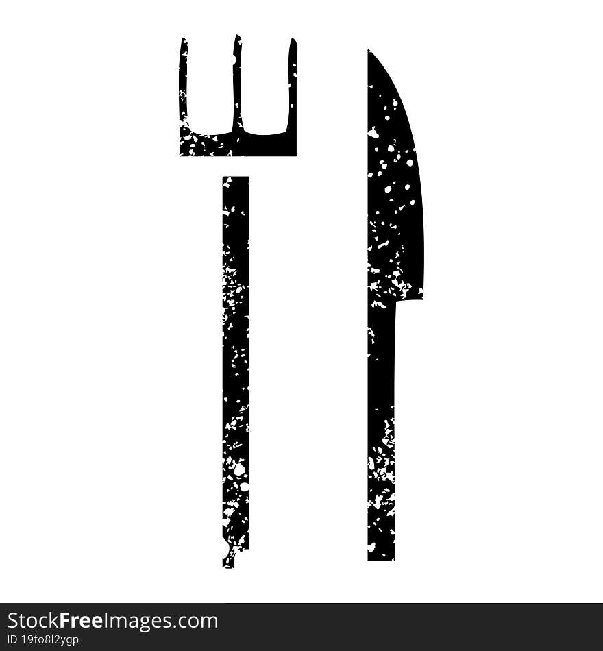 distressed symbol knife and fork