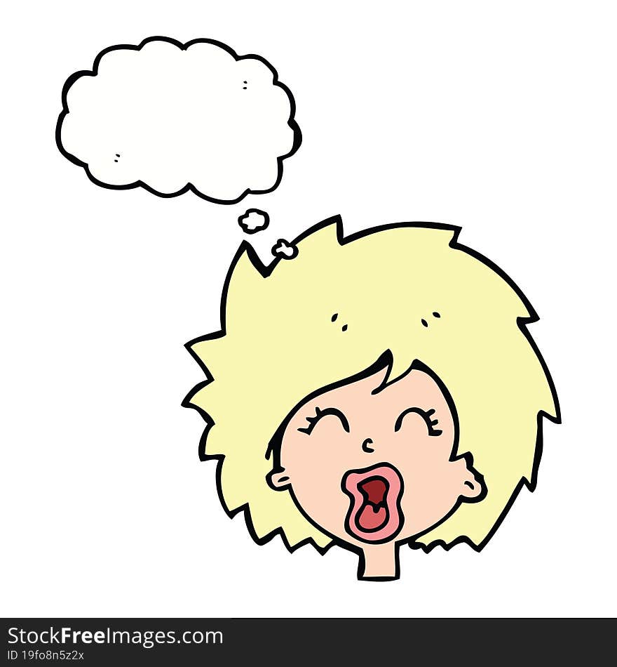 Cartoon Woman Screaming With Thought Bubble