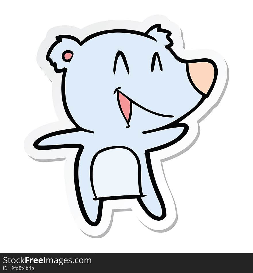 Sticker Of A Laughing Bear Cartoon