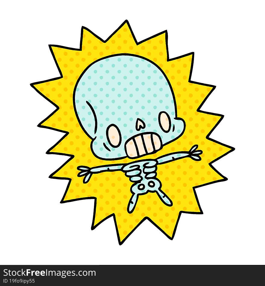 cartoon illustration kawaii electrocuted skeleton. cartoon illustration kawaii electrocuted skeleton