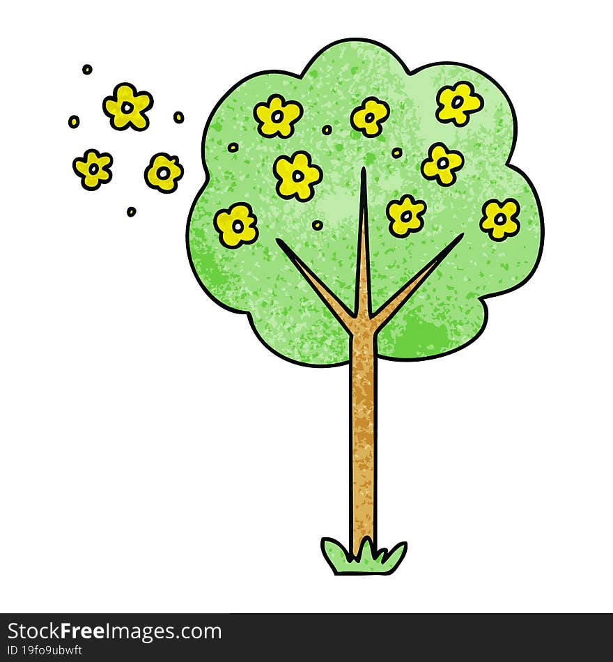 hand drawn quirky cartoon tree. hand drawn quirky cartoon tree