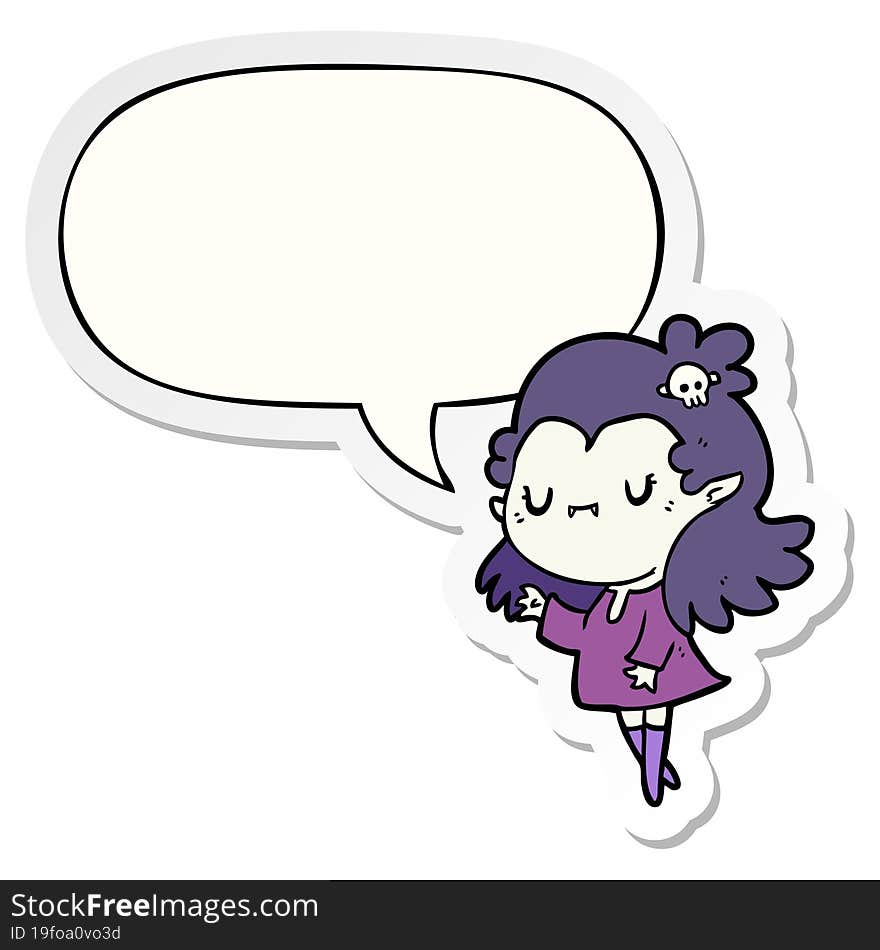 cute cartoon vampire girl with speech bubble sticker