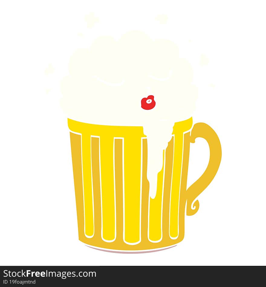 flat color style cartoon mug of beer