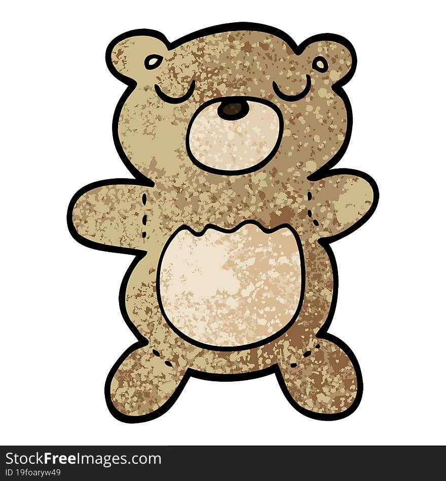 Grunge Textured Illustration Cartoon Teddy Bear