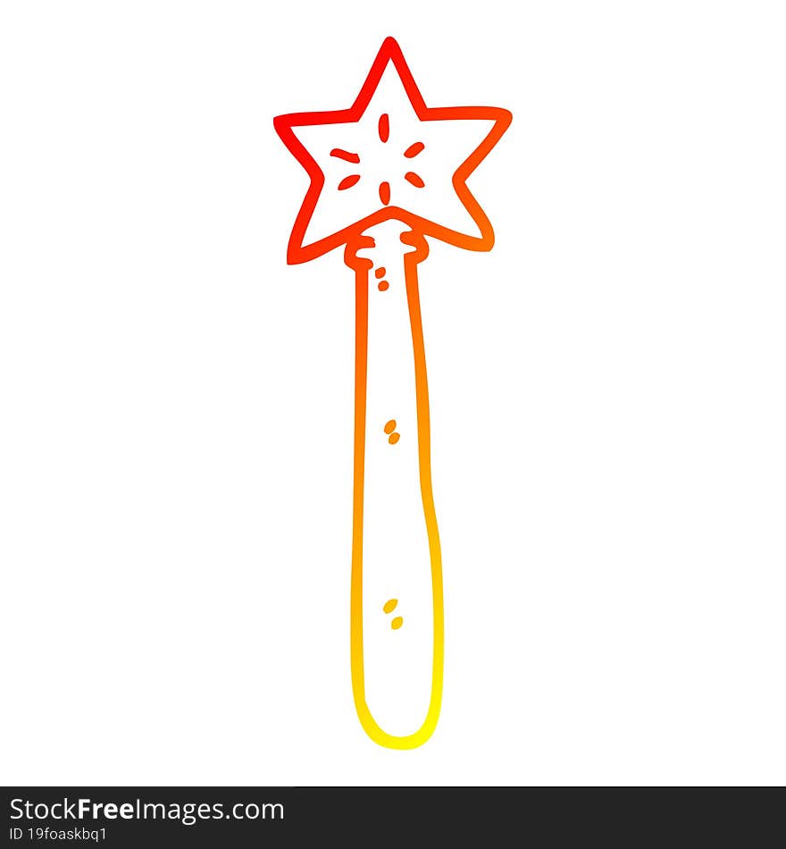 warm gradient line drawing of a cartoon magician wand