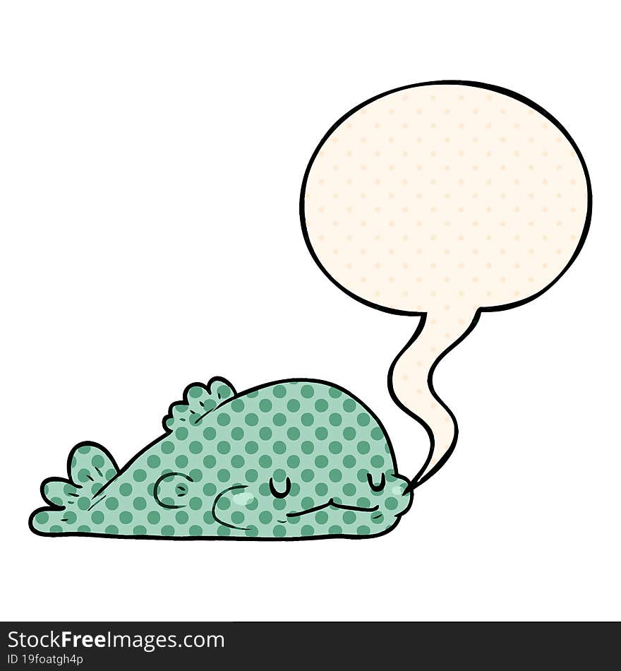 cute cartoon fish and speech bubble in comic book style