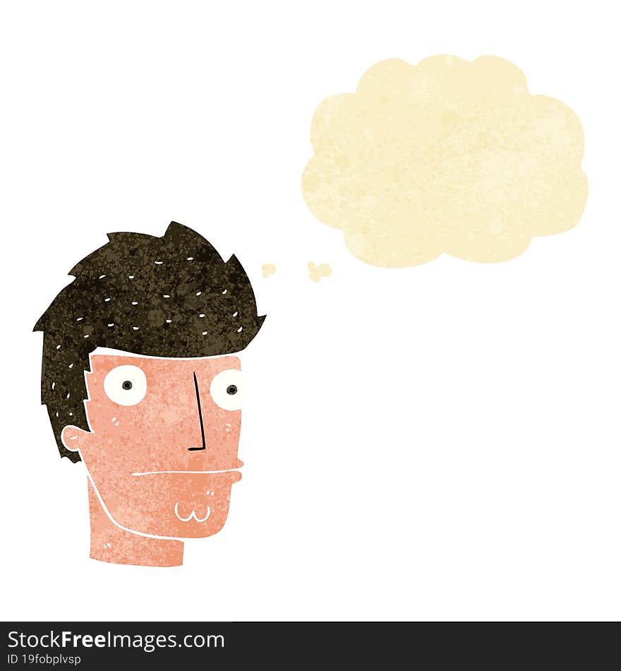 cartoon nervous man with thought bubble