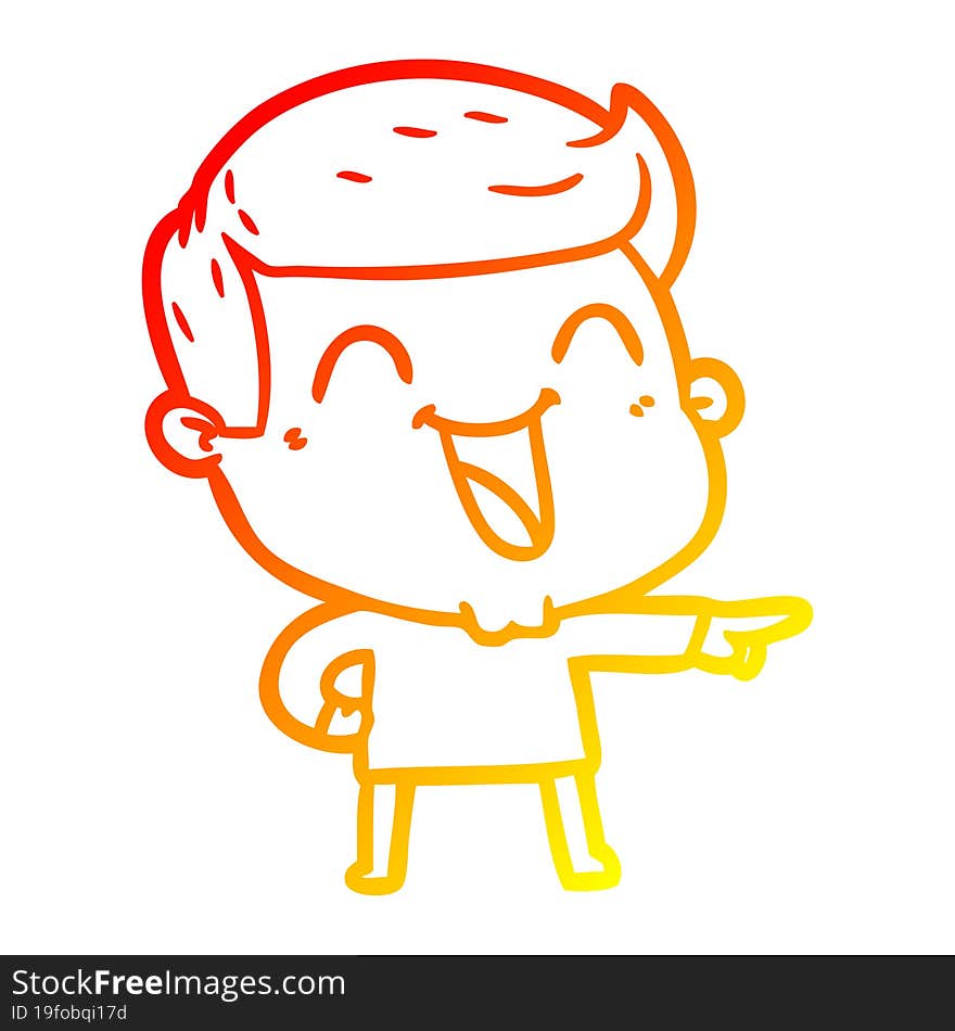 warm gradient line drawing of a cartoon man laughing