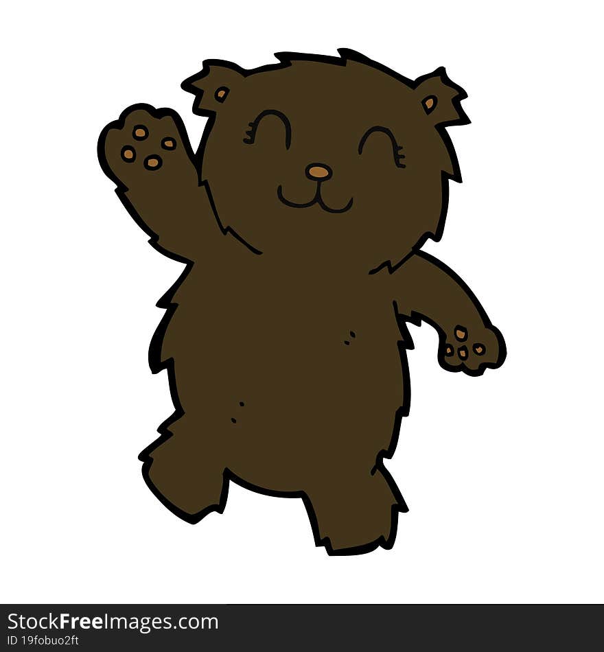 Cartoon Waving Black Bear