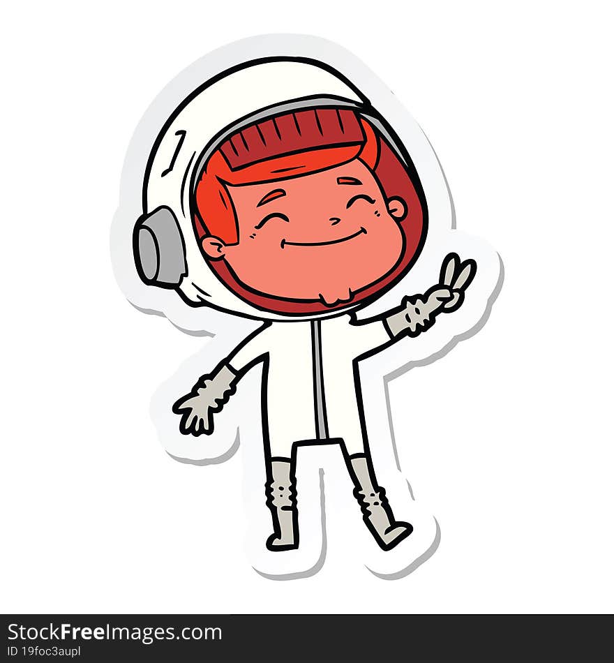 Sticker Of A Happy Cartoon Astronaut