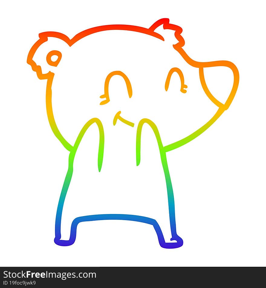 rainbow gradient line drawing friendly bear cartoon