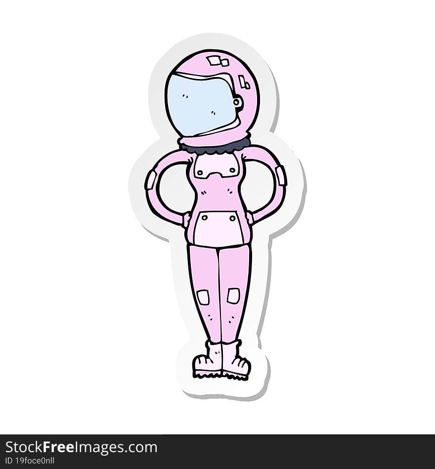 sticker of a cartoon female astronaut