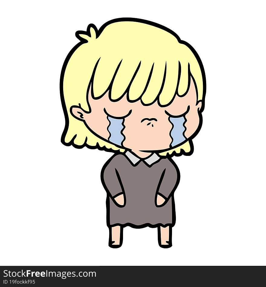 cartoon woman crying. cartoon woman crying