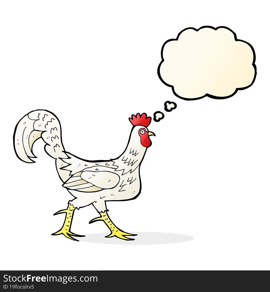 Cartoon Cockerel With Thought Bubble