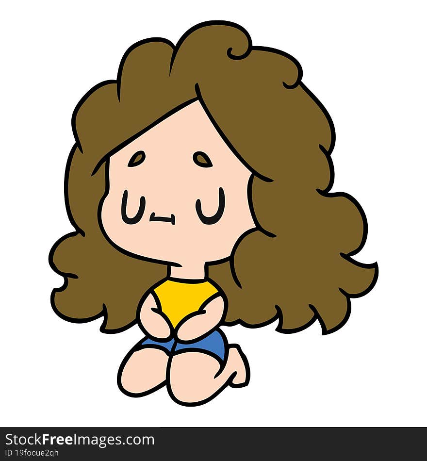 cartoon illustration of a cute kawaii girl. cartoon illustration of a cute kawaii girl