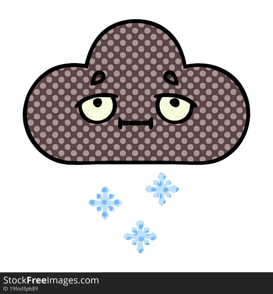 Comic Book Style Cartoon Storm Snow Cloud