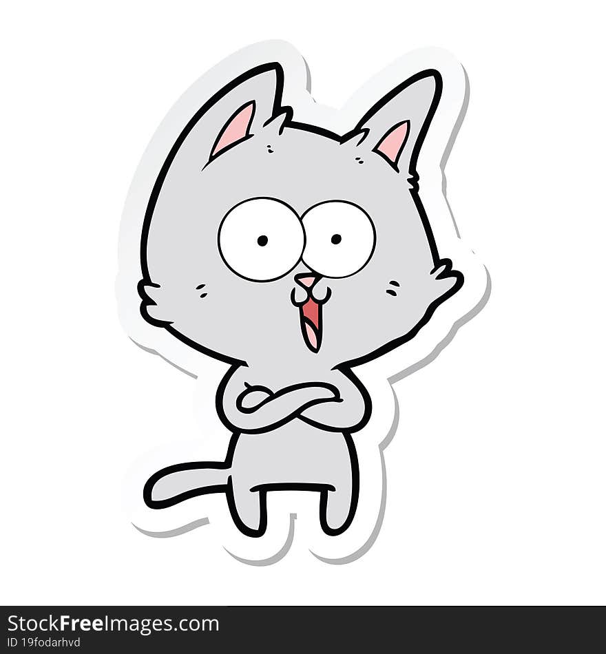 Sticker Of A Funny Cartoon Cat