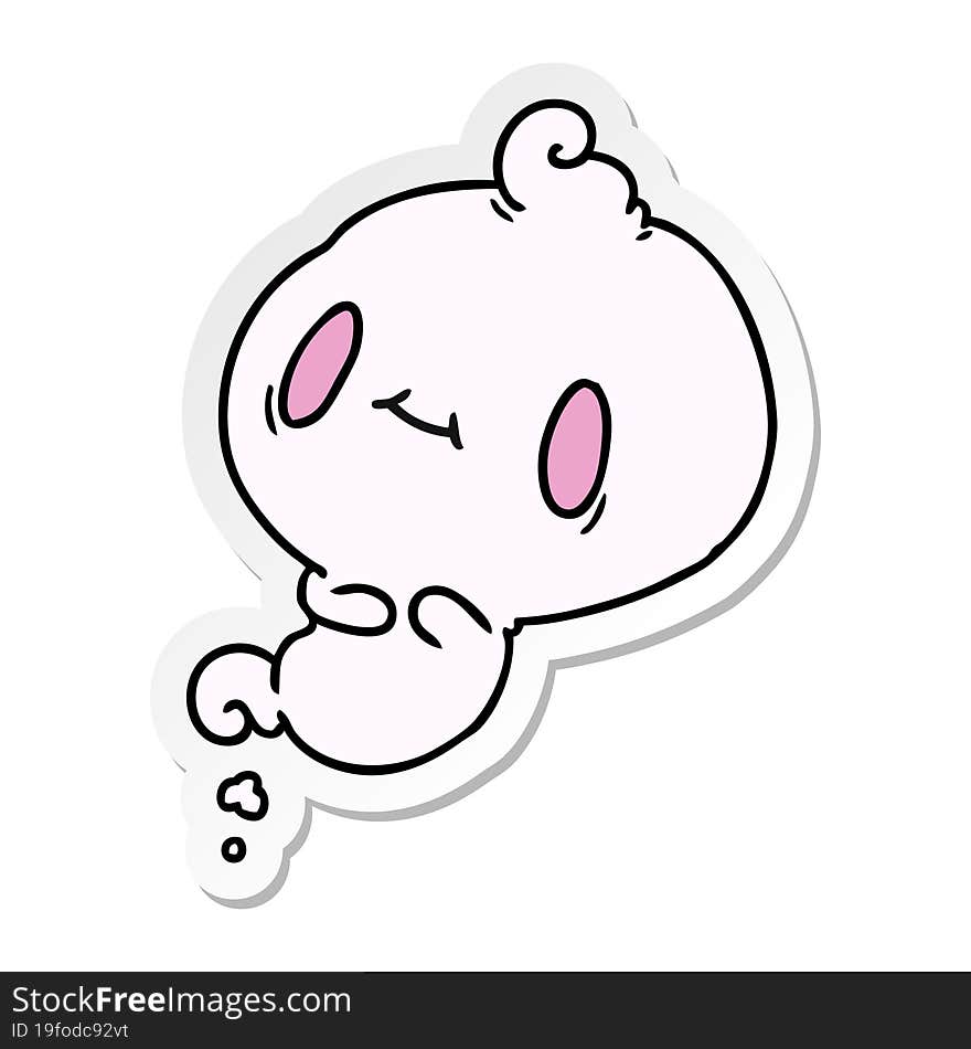 sticker cartoon illustration of a kawaii cute ghost. sticker cartoon illustration of a kawaii cute ghost