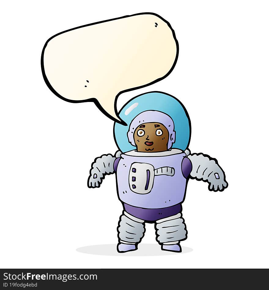 Cartoon Space Man With Speech Bubble