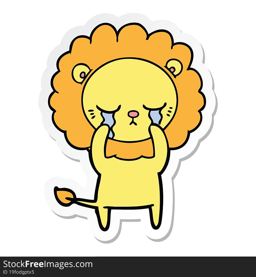 Sticker Of A Crying Cartoon Lion