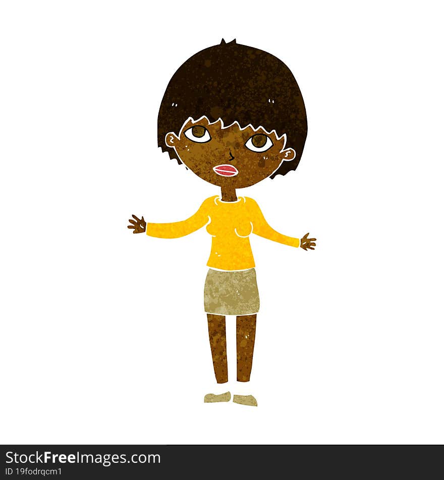 cartoon woman shrugging