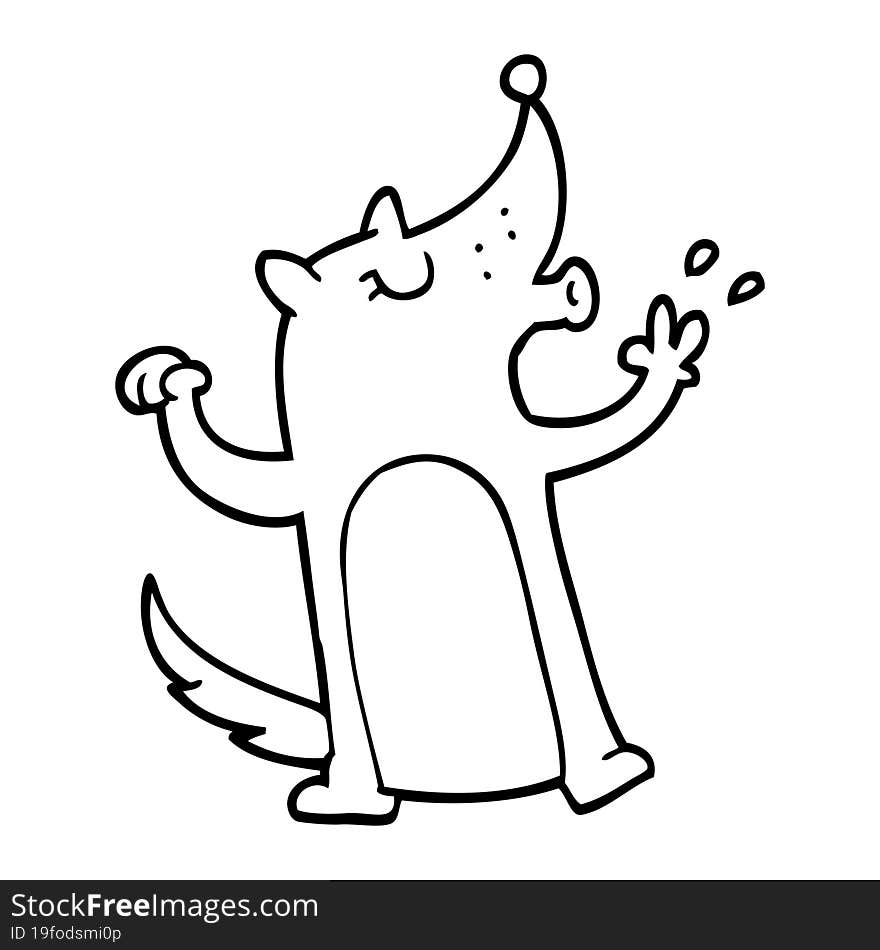 line drawing cartoon whistling wolf