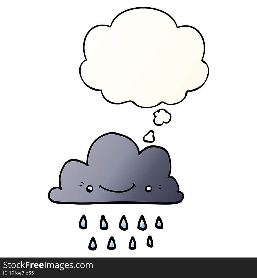 Cartoon Storm Cloud And Thought Bubble In Smooth Gradient Style