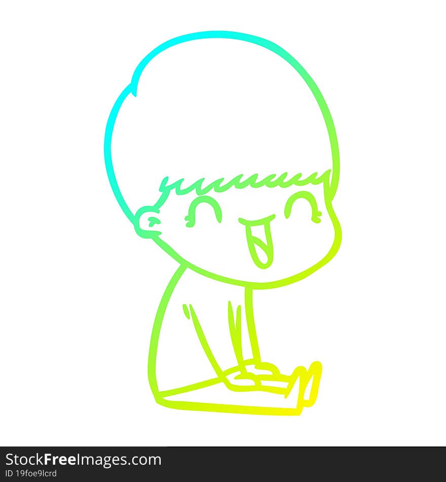 cold gradient line drawing happy cartoon boy