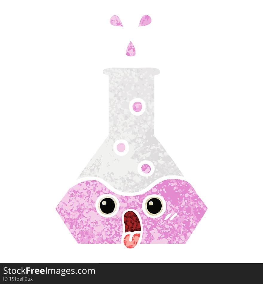 retro illustration style cartoon of a science beaker