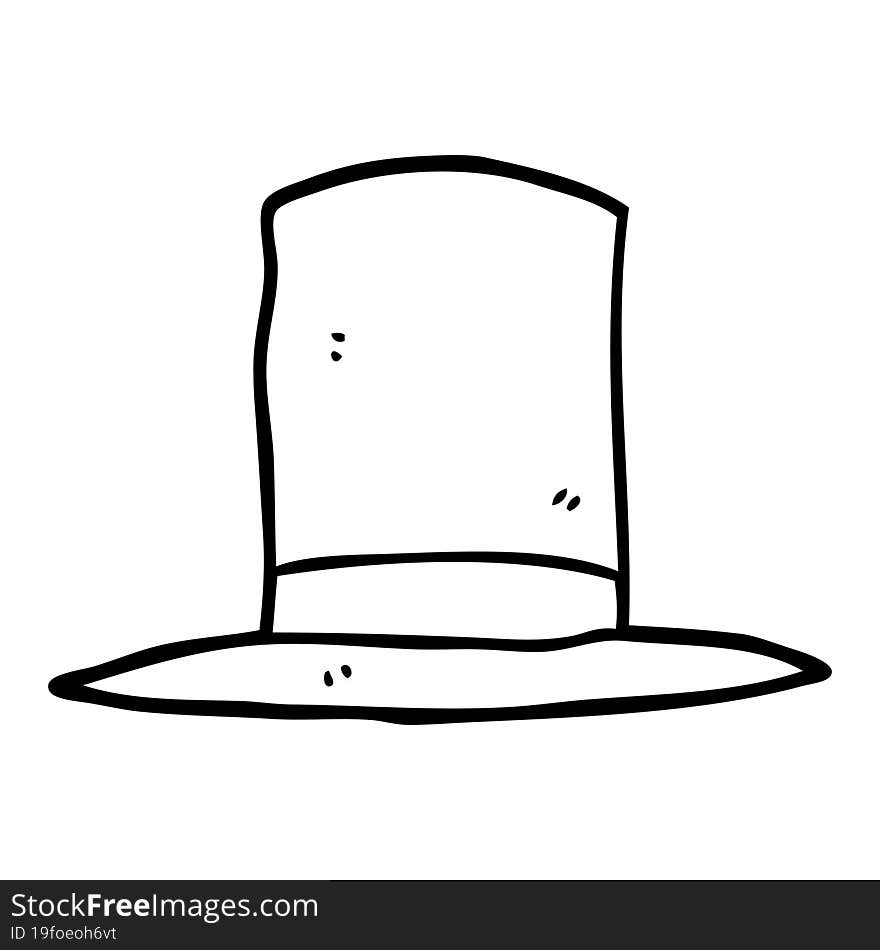 line drawing cartoon top hat