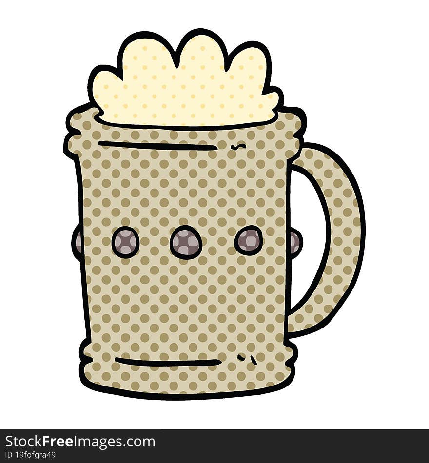 comic book style cartoon beer tankard