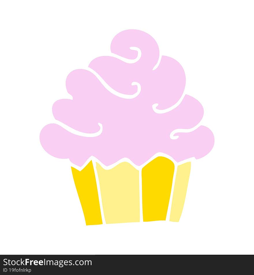 Flat Color Illustration Cartoon Cupcake