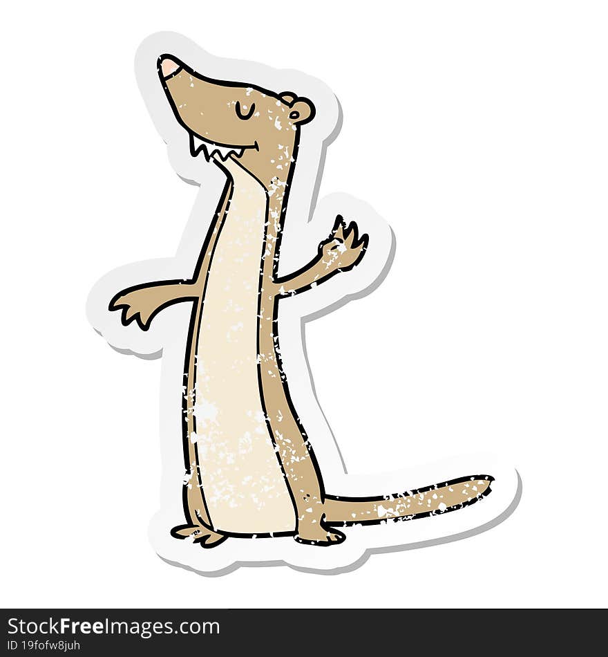 Distressed Sticker Of A Cartoon Weasel