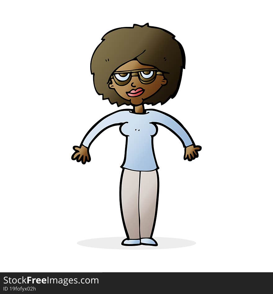 Cartoon Woman Shrugging Shoulders