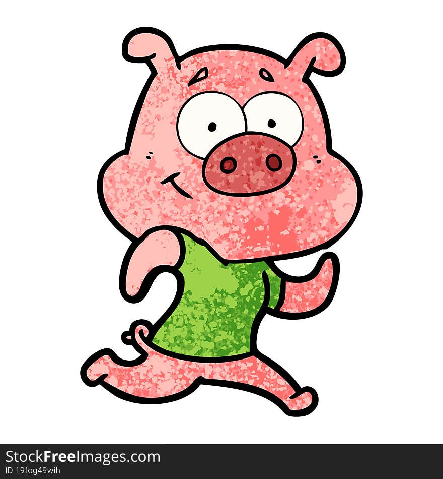 happy cartoon pig running. happy cartoon pig running