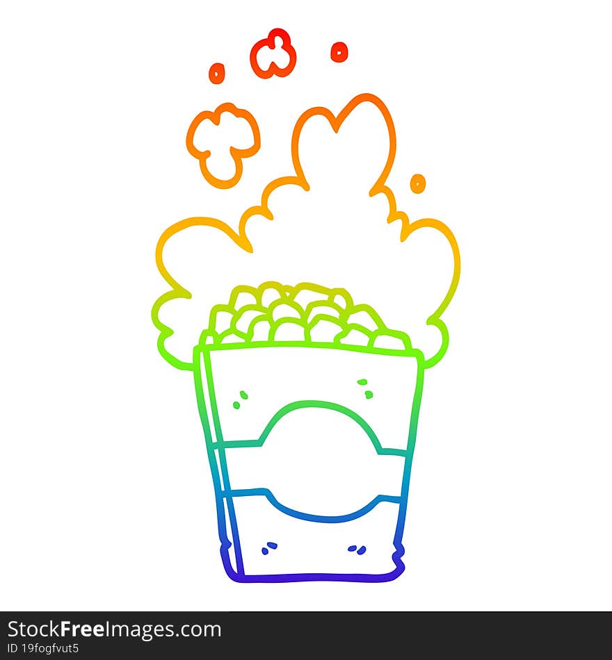 rainbow gradient line drawing cartoon popcorn