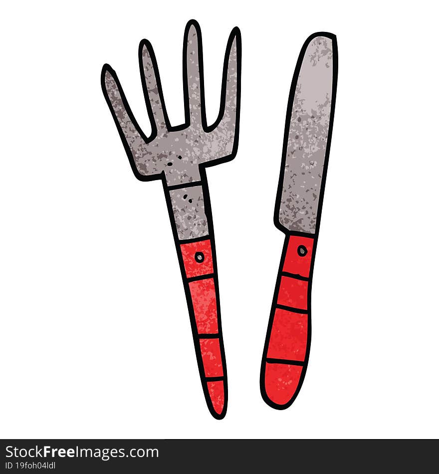 cartoon doodle knife and fork