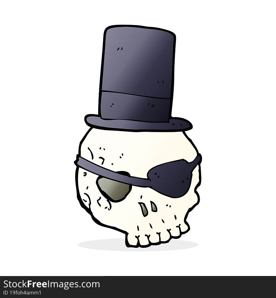 Skull In Top Hat Cartoon