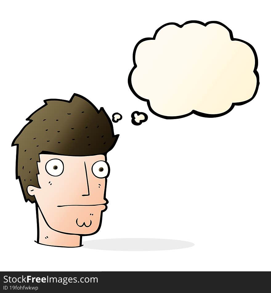 cartoon nervous man with thought bubble