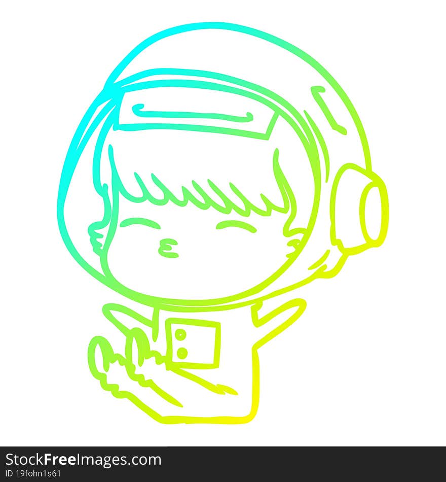 cold gradient line drawing cartoon curious astronaut