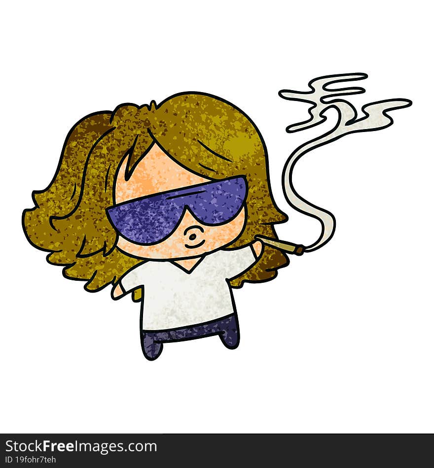 textured cartoon cute kawaii smoking a joint