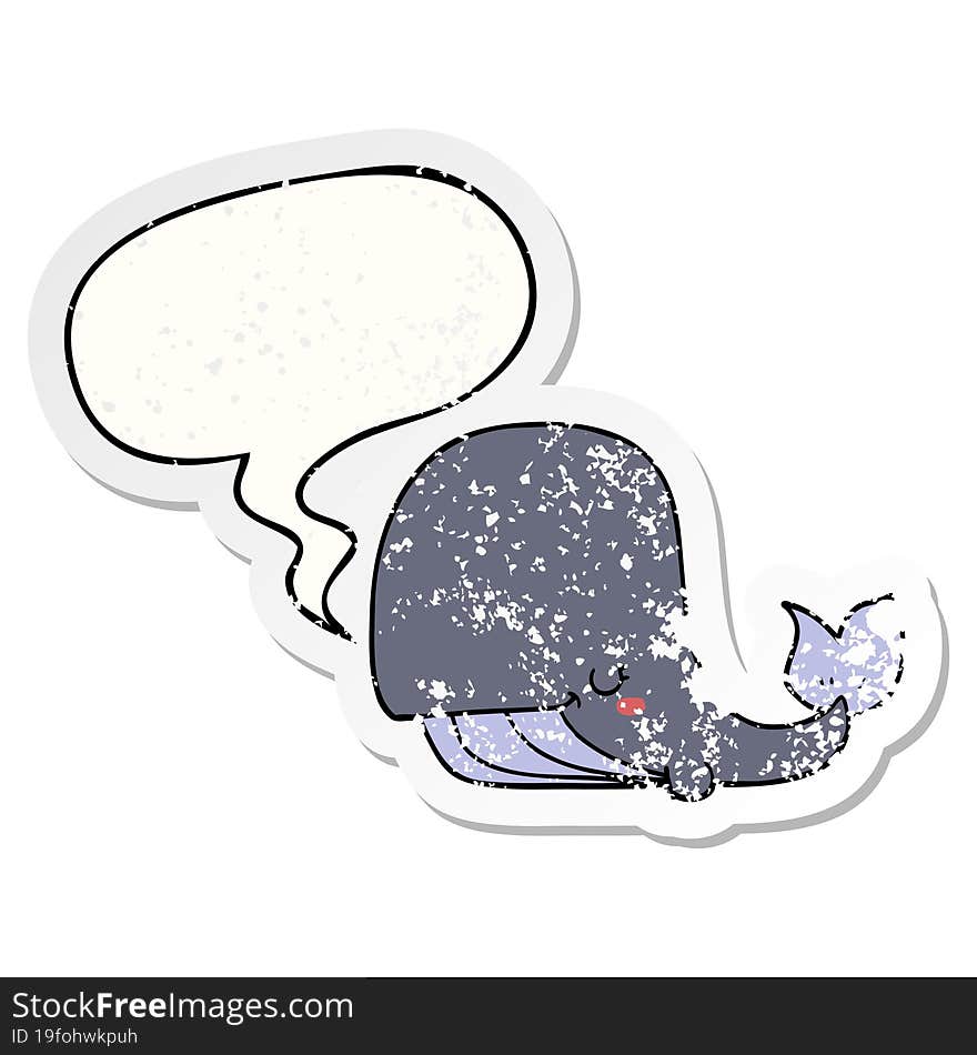 cartoon whale and speech bubble distressed sticker