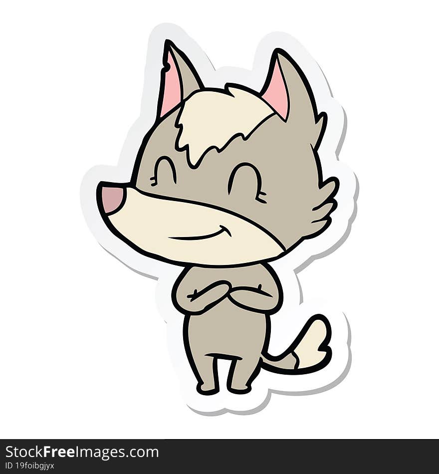 Sticker Of A Friendly Cartoon Wolf