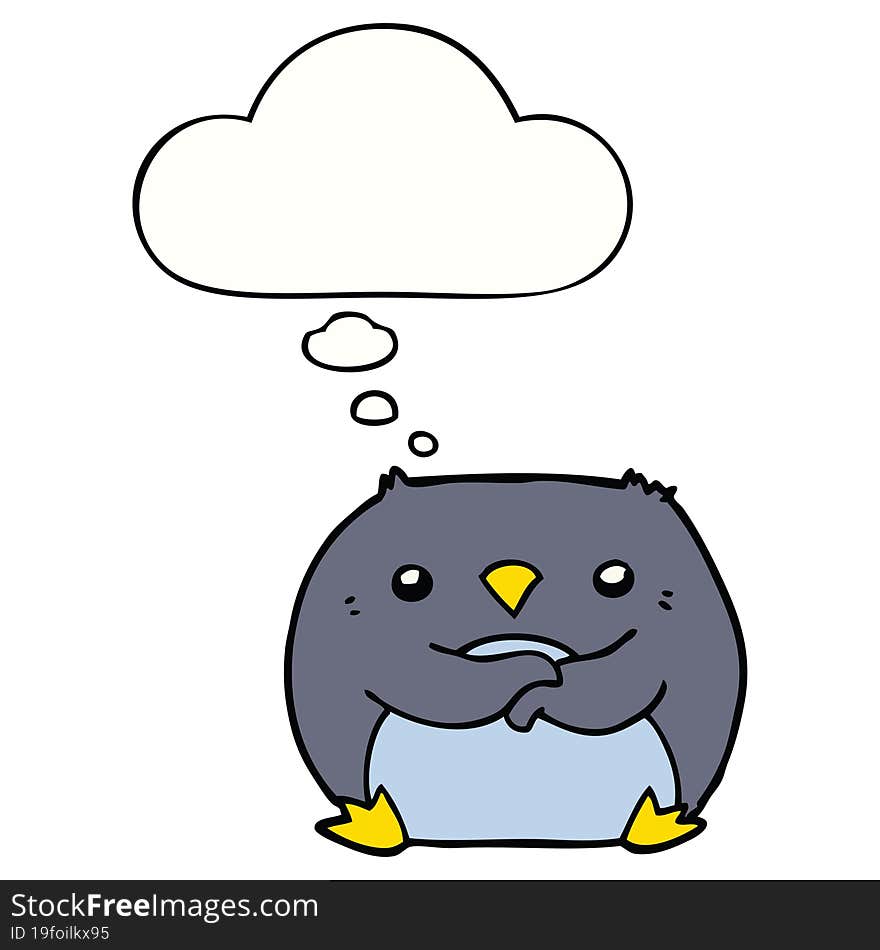 cartoon penguin with thought bubble. cartoon penguin with thought bubble