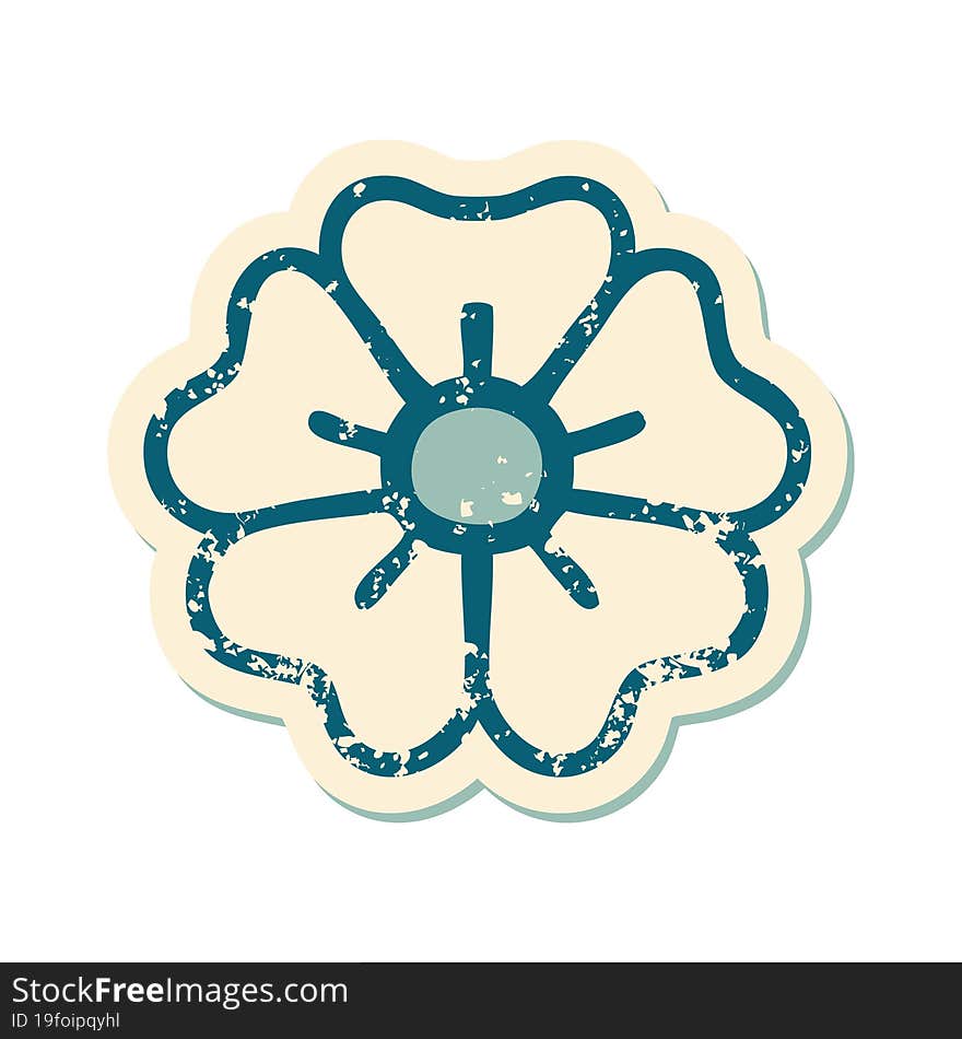 iconic distressed sticker tattoo style image of a flower. iconic distressed sticker tattoo style image of a flower