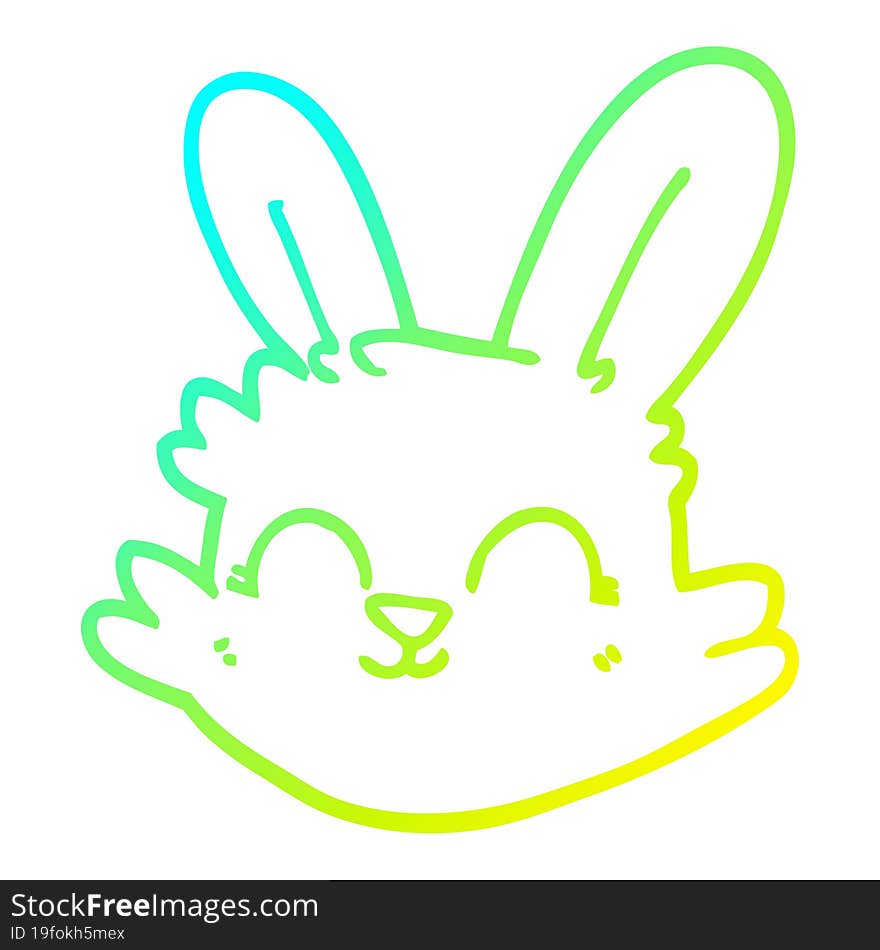 cold gradient line drawing of a cartoon happy rabbit