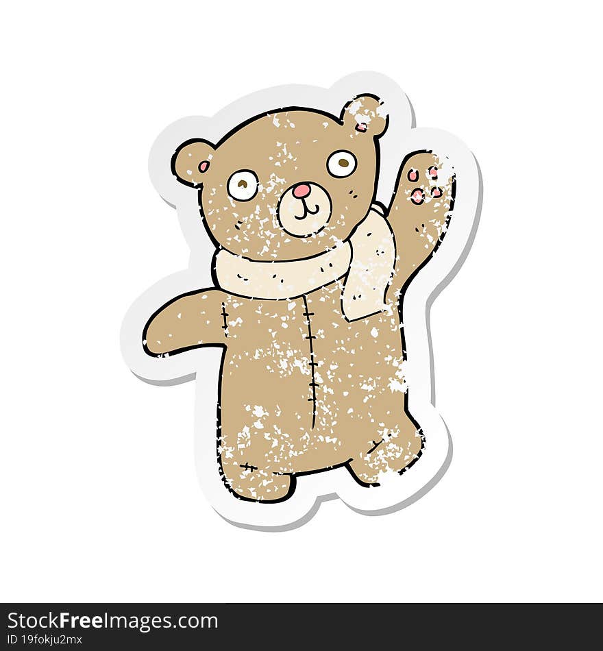 retro distressed sticker of a cute cartoon teddy bear