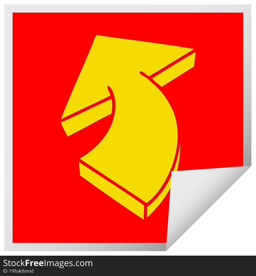 quirky square peeling sticker cartoon arrow